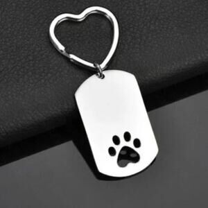 Pet Lover Paw Print A True Friend Dog Mom Cat Mom Gift Silver Keychain A0143